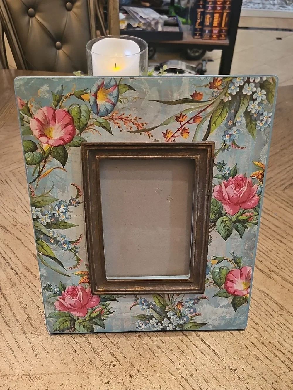 Floral Blue Vintage 5x7 Photo Frame